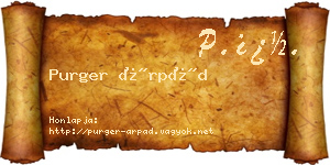 Purger Árpád névjegykártya